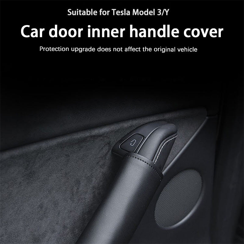 CUTIM Leather Inner Door handle Cover for Tesla Model 3 Model Y