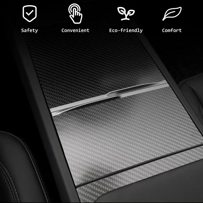 Dry Carbon Fiber Center Console Cover for Tesla Model Y Juniper / Model 3 Highland / Model YL