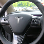 Model 3 / Y Steering Wheel Middle Trim Cover - Real Carbon Fiber Interior Mod