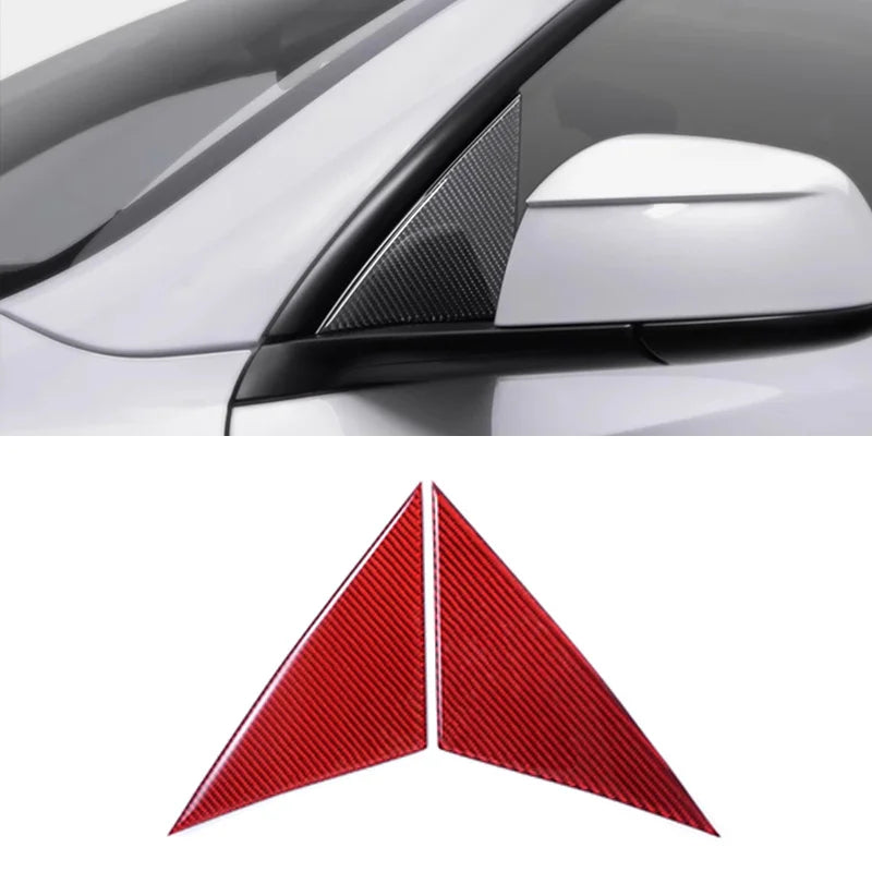 Real Dry Carbon Fiber A-Pillar Accent Overlays for Tesla Model 3 / Y