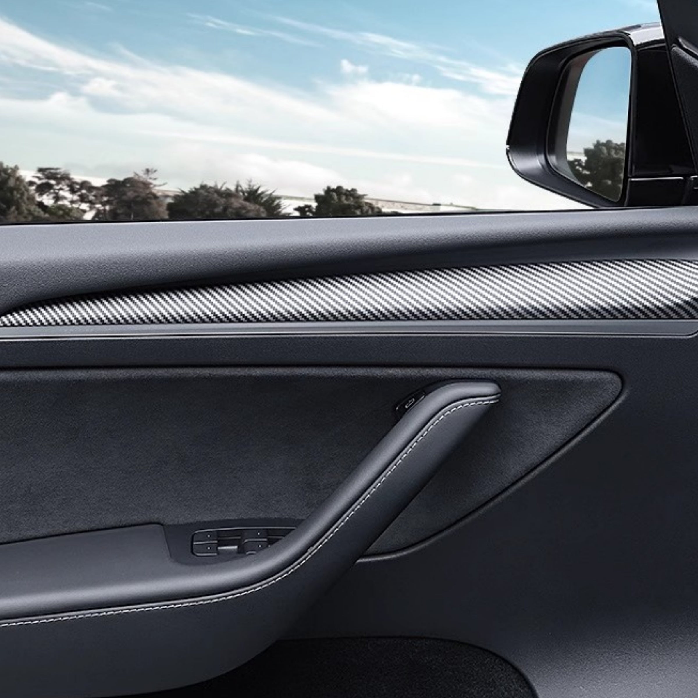 Replacement Real Carbon Fiber Door Trim Panel for Tesla Model 3/Y