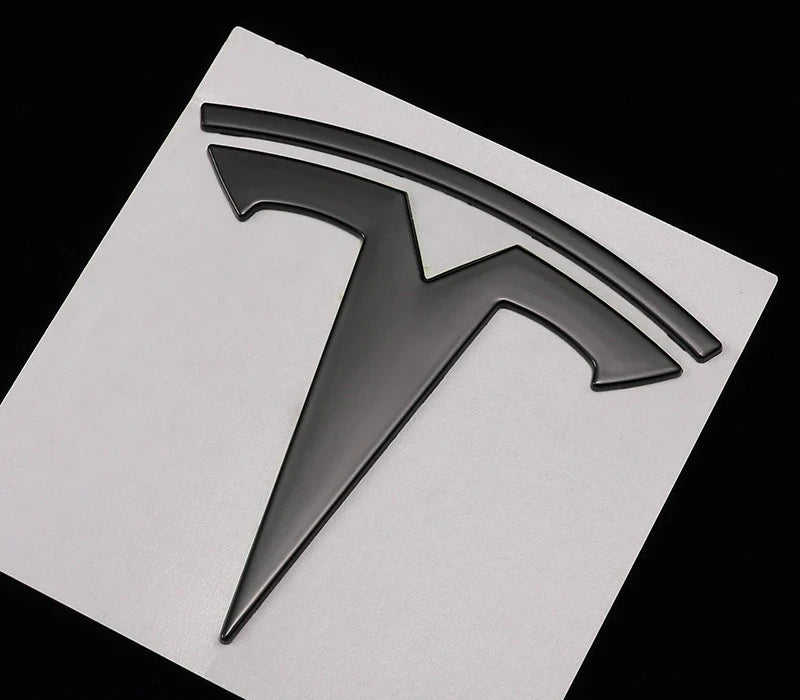 Tesla Black Metal Emblem Badge Set