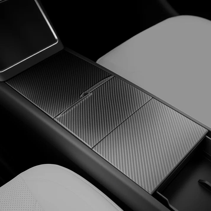 Dry Carbon Fiber Center Console Cover for Tesla Model Y Juniper / Model 3 Highland / Model YL