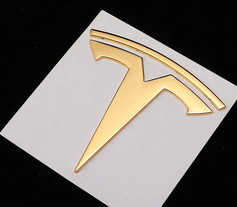 Tesla Gold  Metal Emblem Badge Set