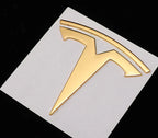 Tesla Gold  Metal Emblem Badge Set