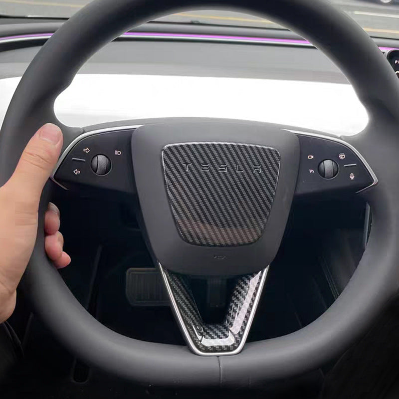 Real Dry Carbon Fiber Airbag Trim Cover for Model Y Juniper & Model 3 Highland