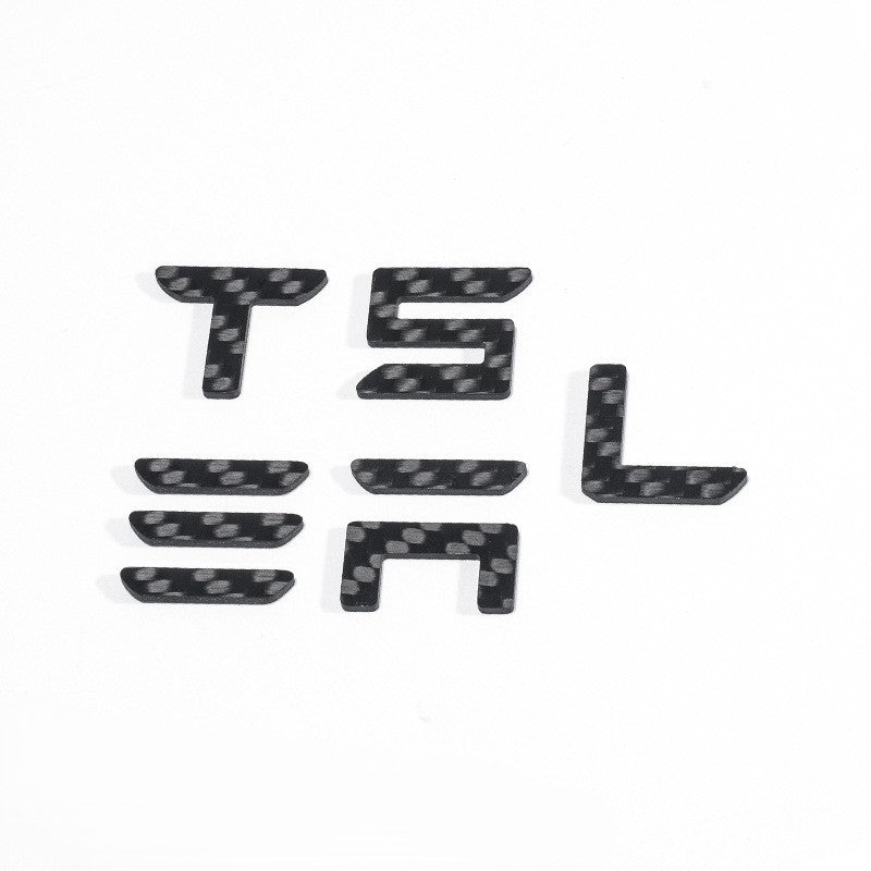 Real Carbon Fiber Logo Cover Front Badge & Rear Letters Emblem for Tesla Model 3 / Y
