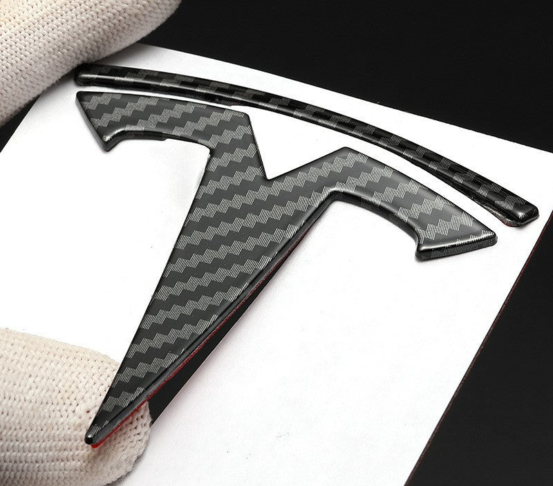 Model 3 / Y T Logo Overlay Front & Rear – Real Carbon Fiber Exterior