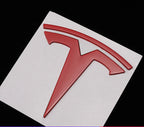 Tesla Red Metal Emblem Badge Set