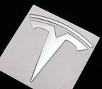 Tesla Silver Metal Emblem Badge Set