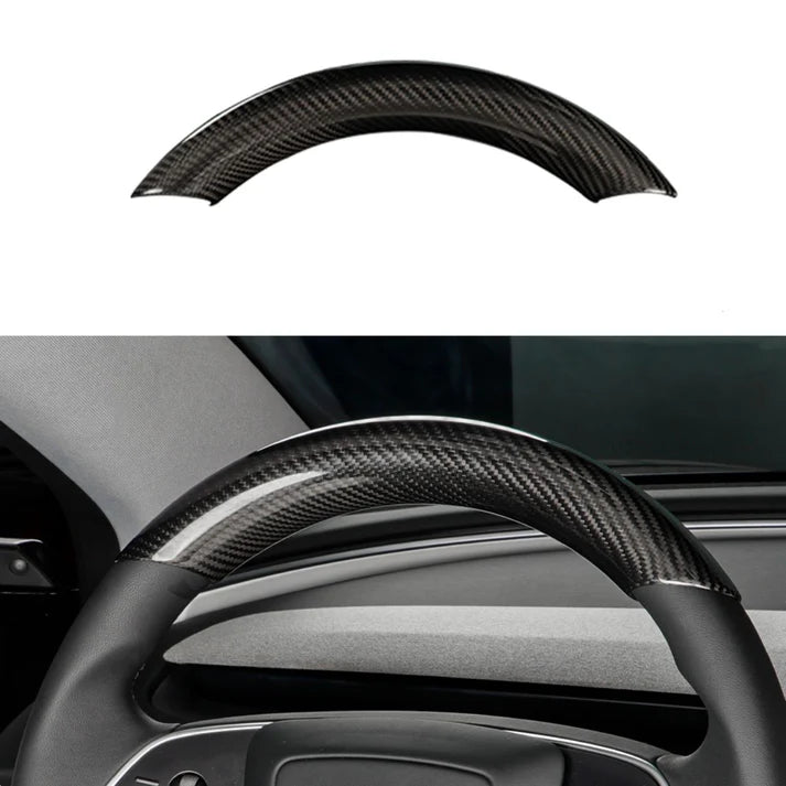 Upper / Lower Cover Steering Wheel Accessories for Tesla Model 3 / Y – Real Carbon Fiber