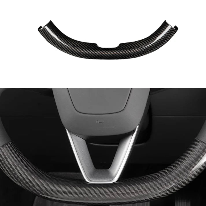 Upper / Lower Cover Steering Wheel Accessories for Tesla Model 3 / Y – Real Carbon Fiber