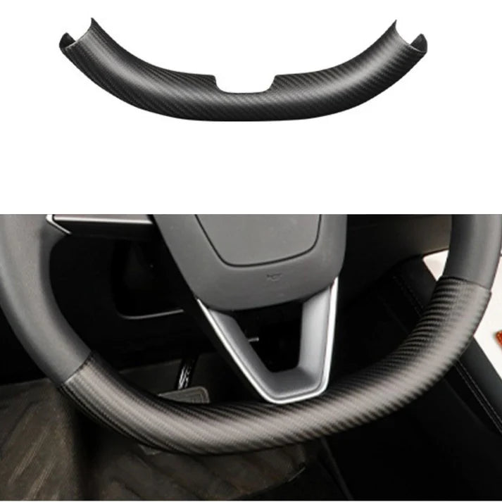 Upper / Lower Cover Steering Wheel Accessories for Tesla Model 3 / Y – Real Carbon Fiber