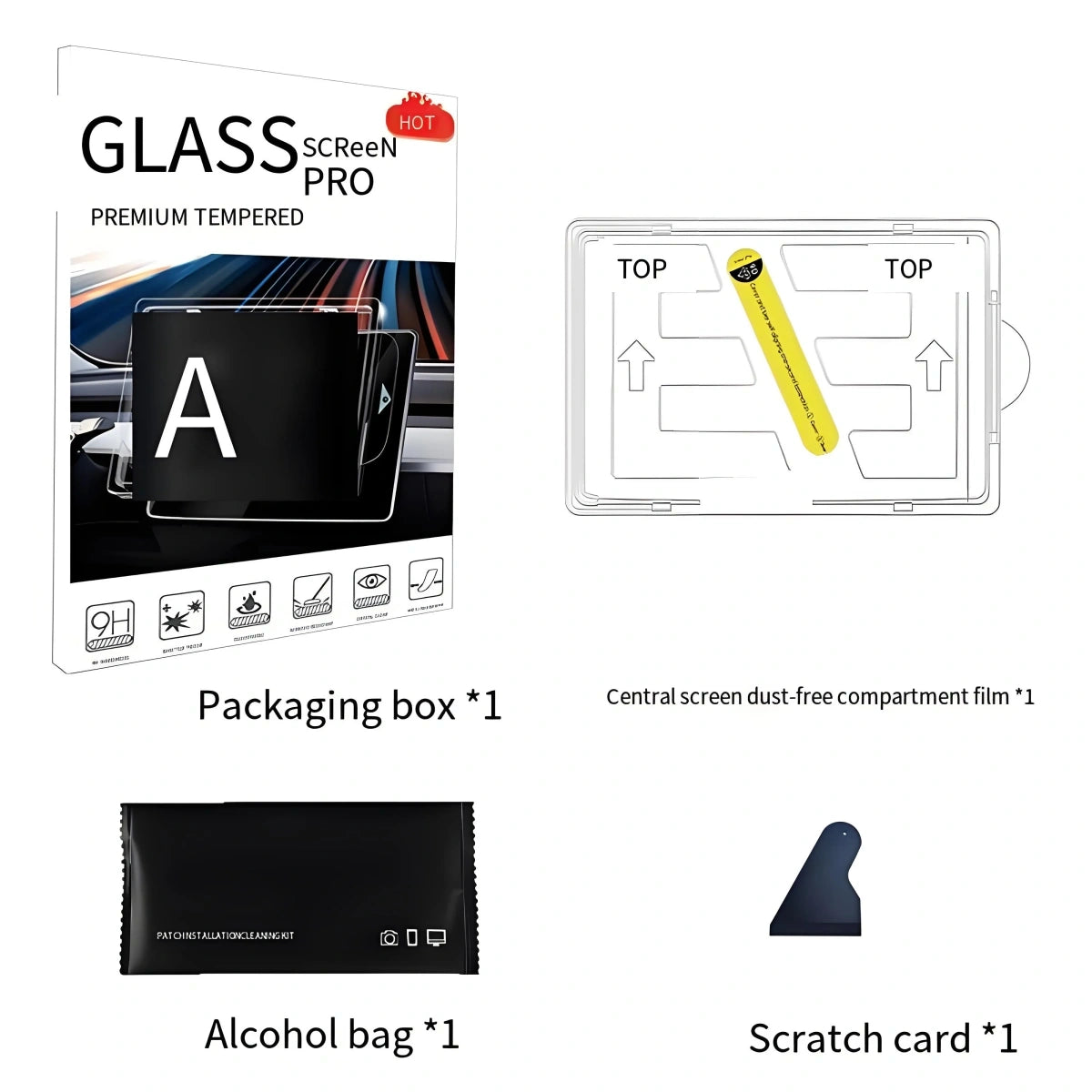 CUTIM Front & Rear Display Tempered Glass Screen Protector for Model Y Juniper / 3 Highland