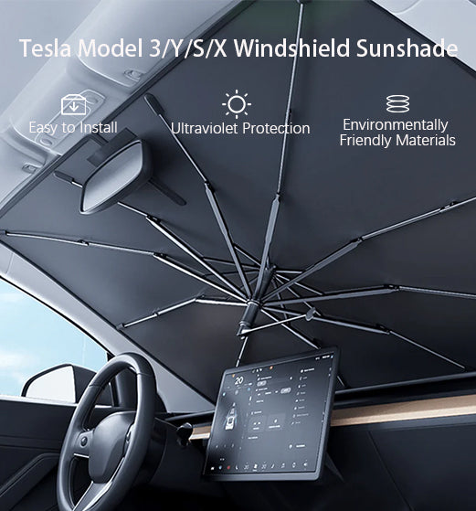 CUTIM Windshield Sun Shade Umbrella for Tesla Model 3/Y/S/X