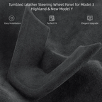 CUTIM Tumbled Leather Steering Wheel Panel for Model 3 Highland & New Model Y