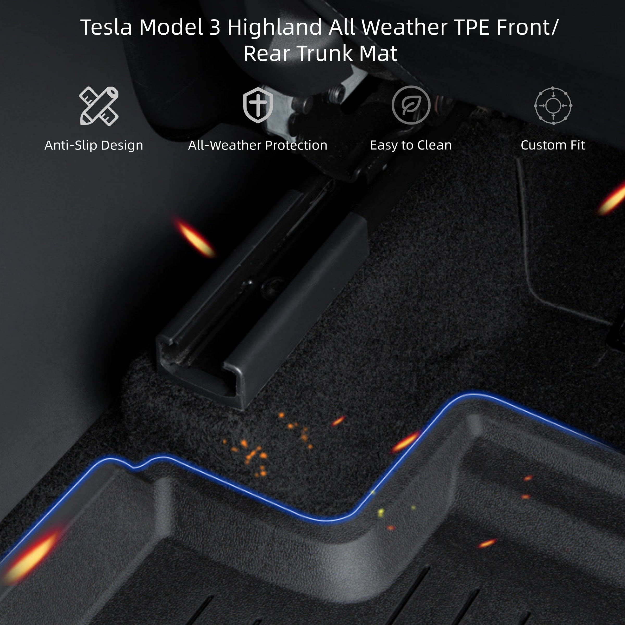 CUTIM Tesla Model 3 Highland All Weather TPE Front/Rear Trunk Mat