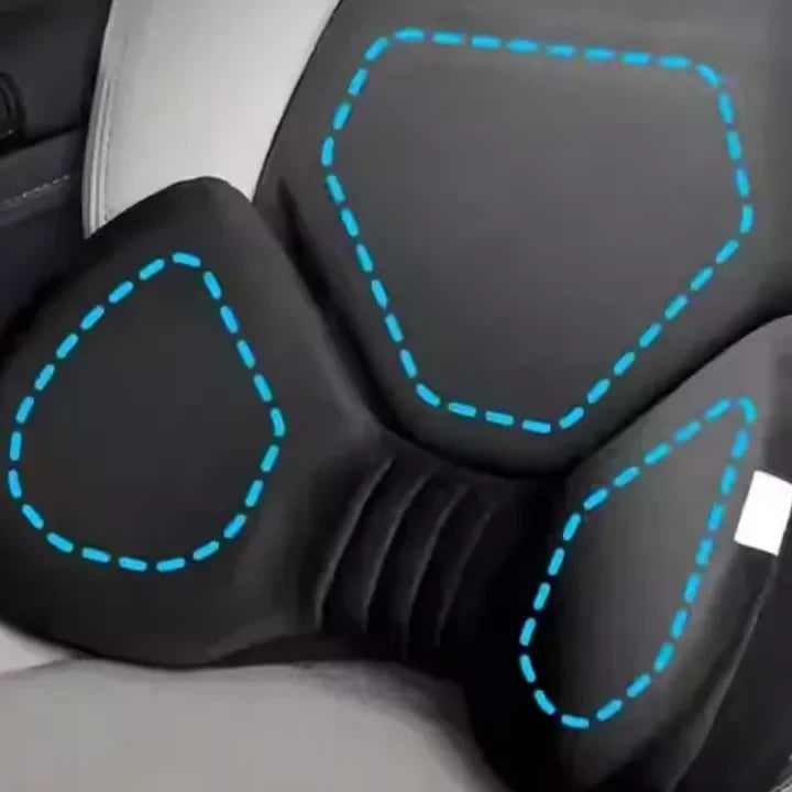 Premium Alcantara fabric texture on Tesla lumbar support pillow