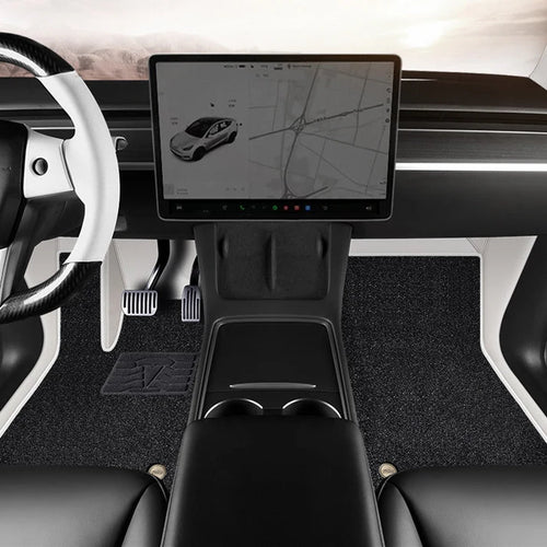 All-Round White Leather Floor Mats for Tesla Model 3 Highland / Y