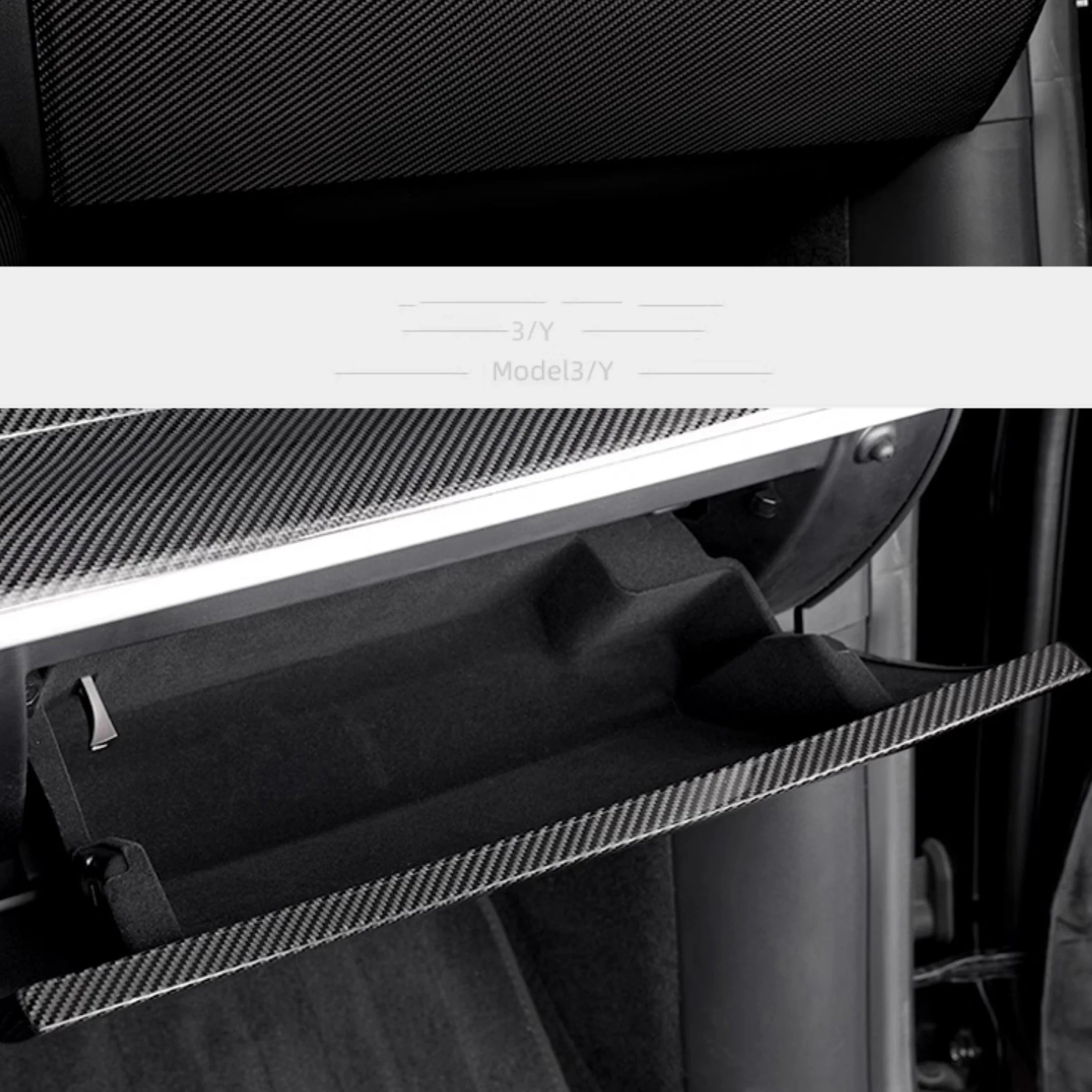 Real Dry Carbon Fiber Glove Box Cover Overlay for Model Y / 3
