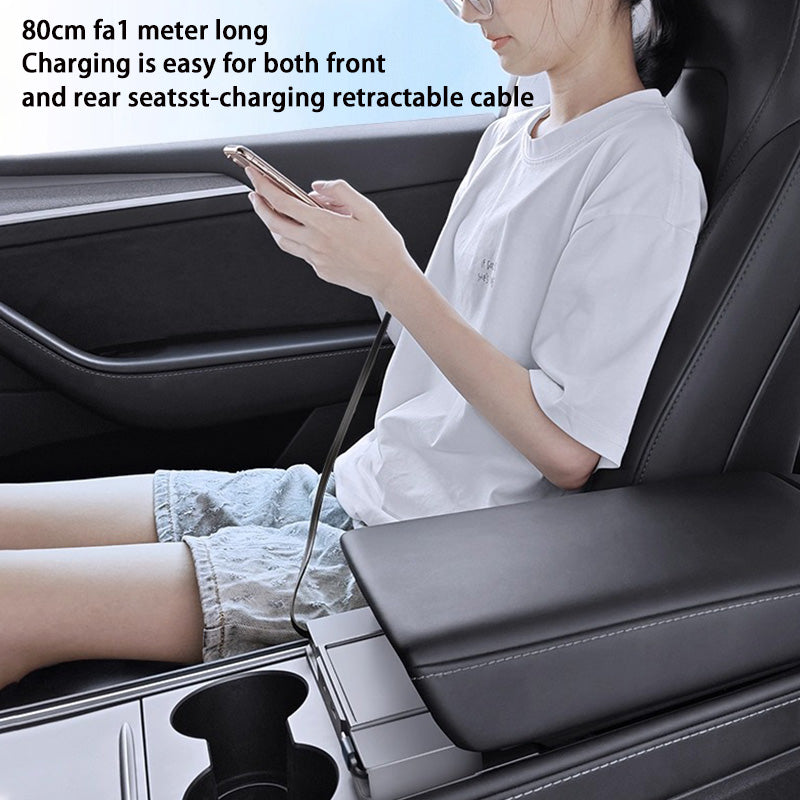 Armrest Box Hidden Charging Hub for Model Y Juniper & Model 3 Highland