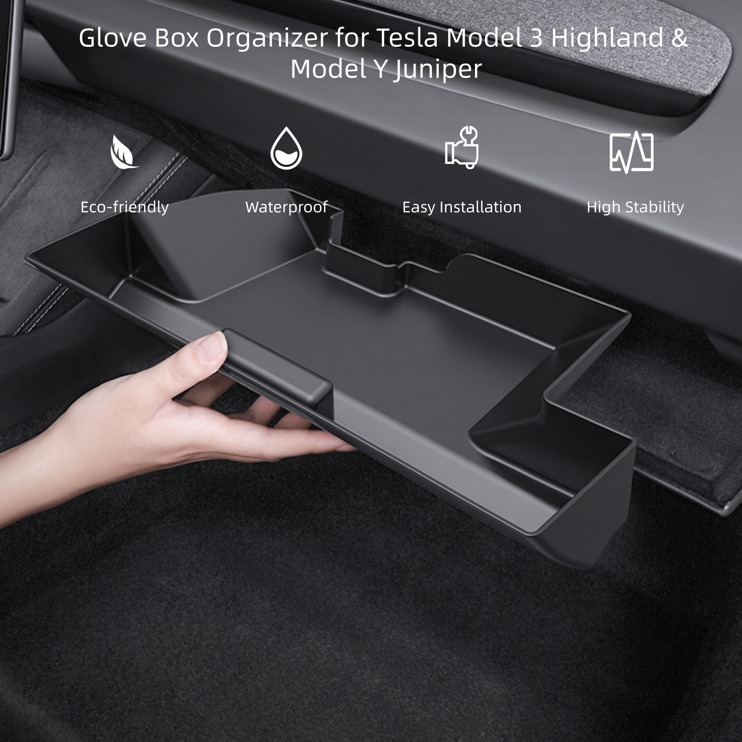 CUTIM Push-Pull Glovebox Storage Case for Tesla Model 3/Y (LHD)