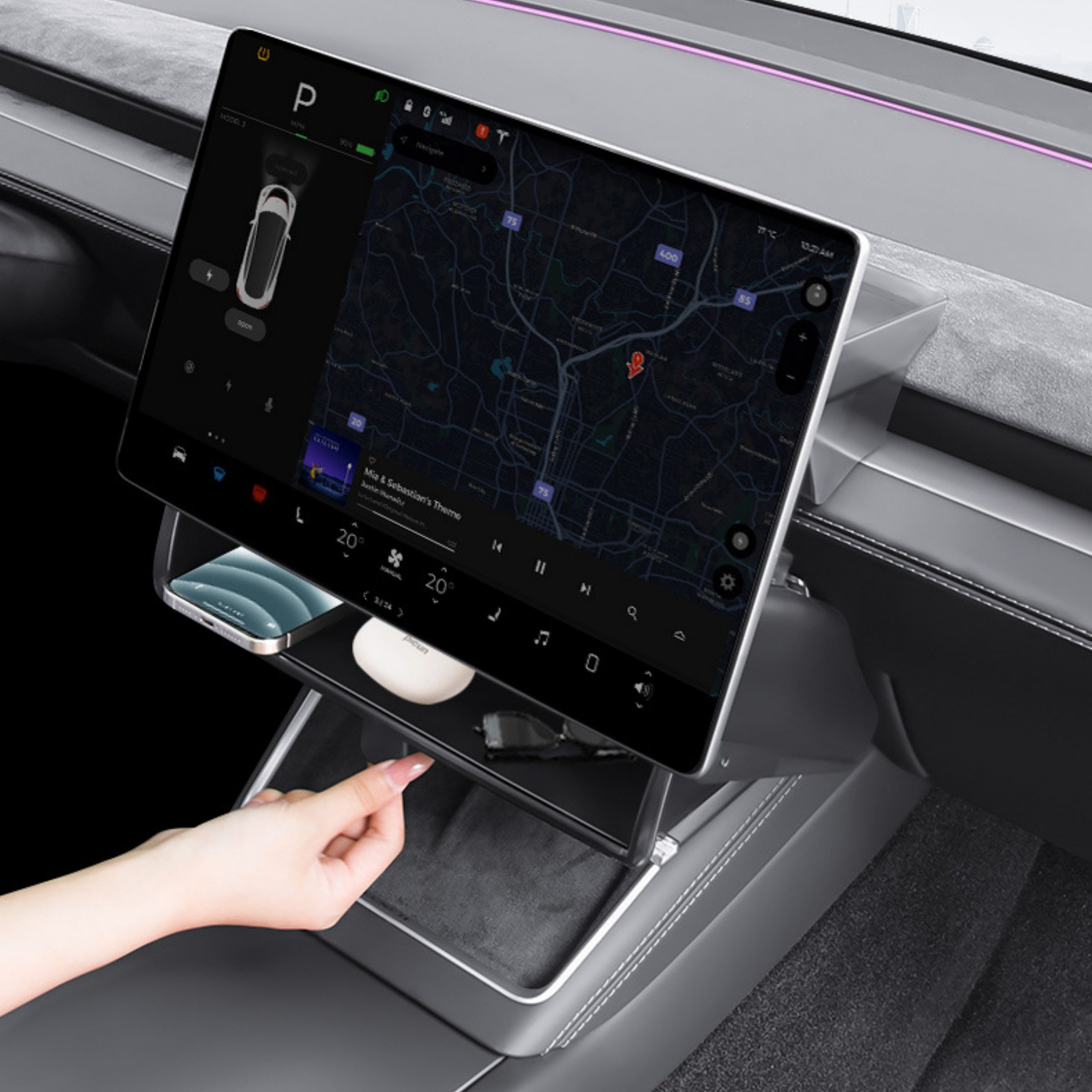 CUTIM Tesla Model 3/Y Under Screen Hidden Storage
