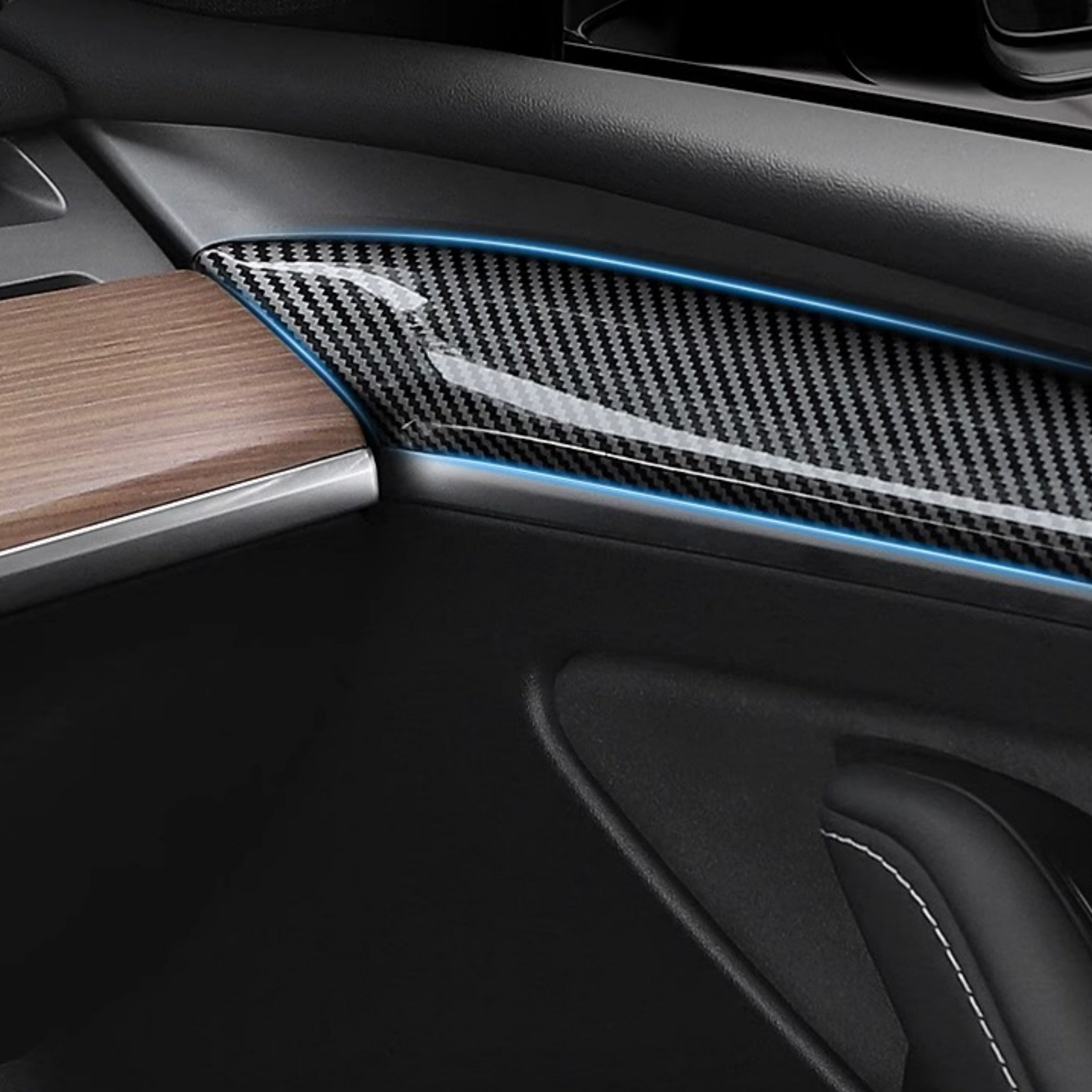 Replacement Real Carbon Fiber Door Trim Panel for Tesla Model 3/Y