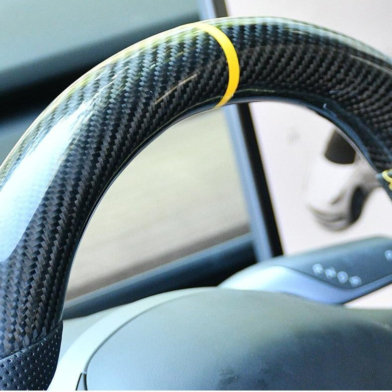 Carbon Fiber Alcantara Round Steering Wheel for Tesla Model 3 / Y