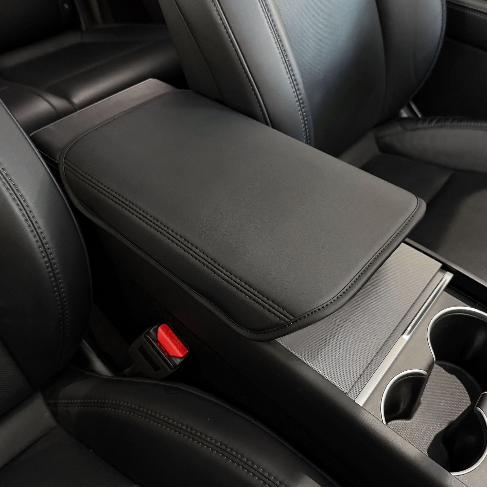 CUTIM Central Armrest Protector Cover – Suede Leather for Tesla Model Y/3