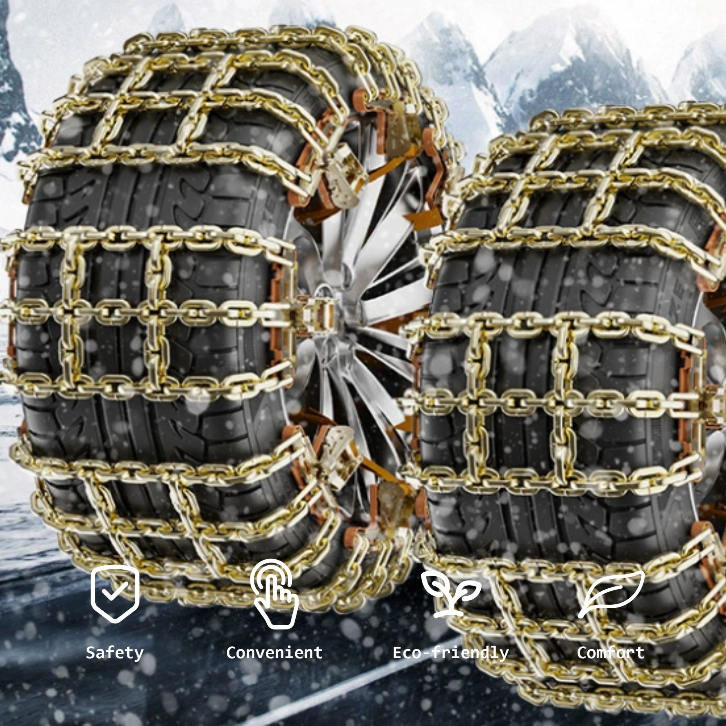 CUTIM Heavy-Duty Cross-Shaped Emergency Snow Chains for Tesla | CUTIM