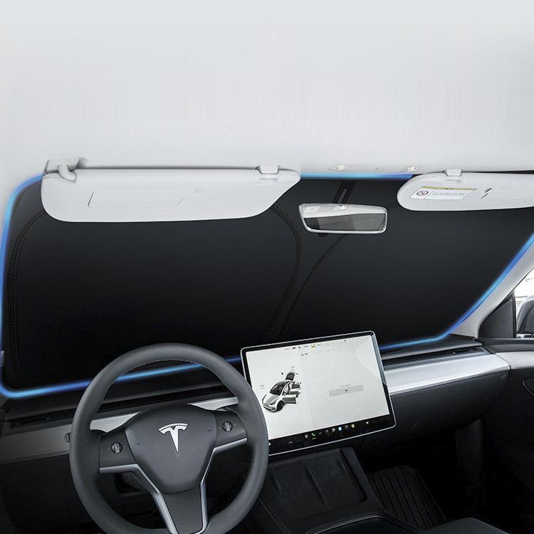 CUTIM Front Windshield Sunshade Heat-Blocking. Sun-Protective. Light-Blocking Panel for Tesla Model Y/3