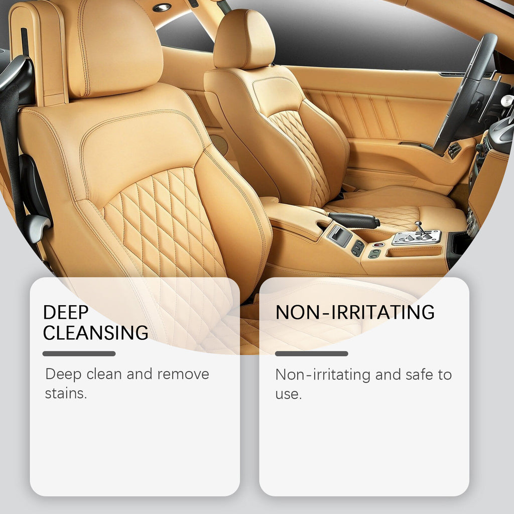 Cleaning Tesla vegan leather seats with interior cleaner spray