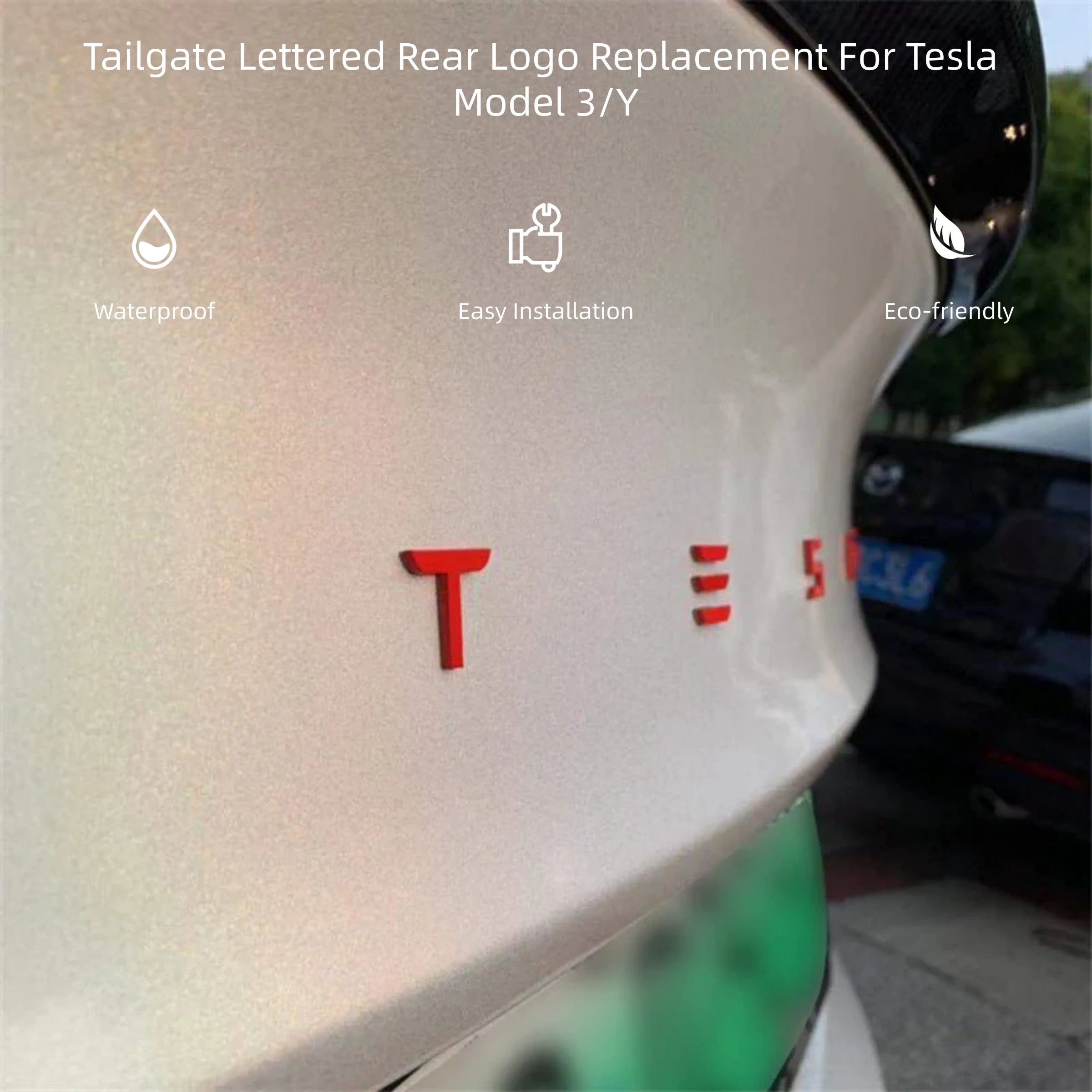 CUTIM Tailgate Lettered Rear Logo Replacement For Tesla Model 3/Y
