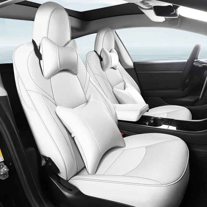 CUTIM Genuine Leather Seat Cushions All-Season Seat Covers For Tesla
