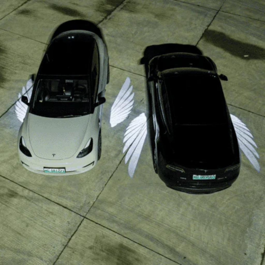 CUTIM Model 3 Highland & New Model Y Angel Wings Rearview Mirror Welcome Light