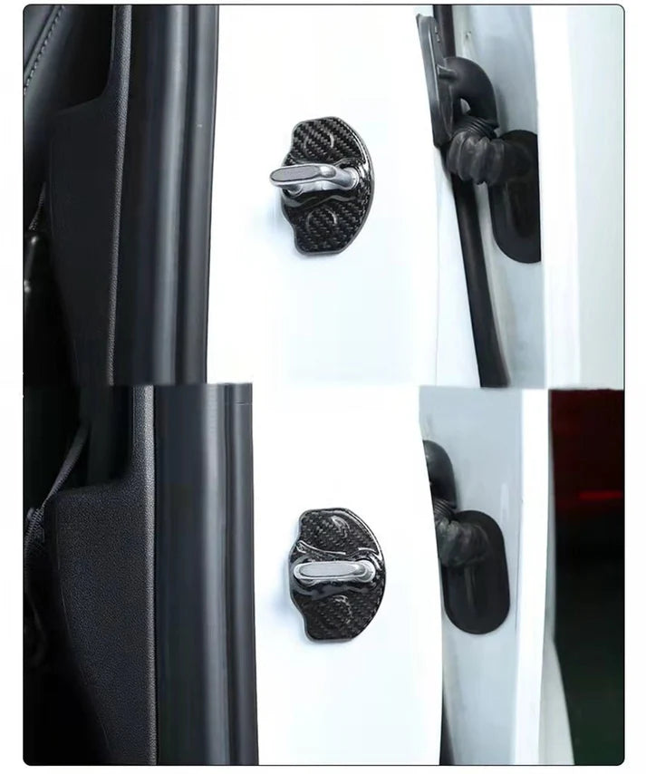 Real Dry Carbon Fiber Door Lock Cover for Tesla Model 3 & Model Y Juniper