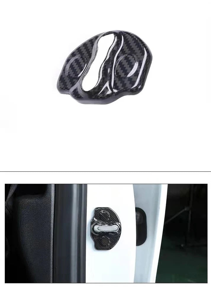 Real Dry Carbon Fiber Door Lock Cover for Tesla Model 3 & Model Y Juniper