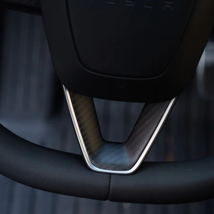 Dry Carbon Fiber Steering Wheel Trim Cover for Model 3 Highland / Model Y Juniper (3 Pieces)