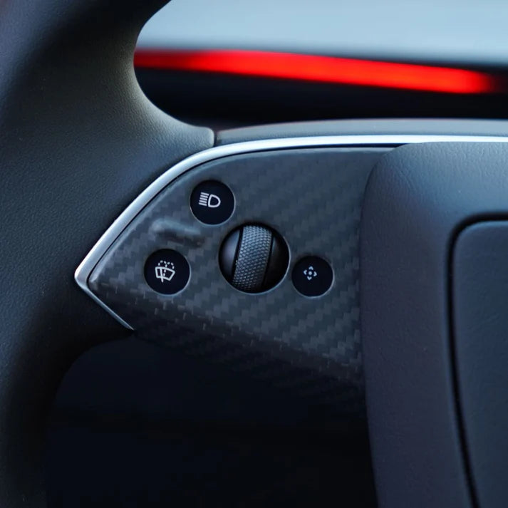 Dry Carbon Fiber Steering Wheel Trim Cover for Model 3 Highland / Model Y Juniper (3 Pieces)