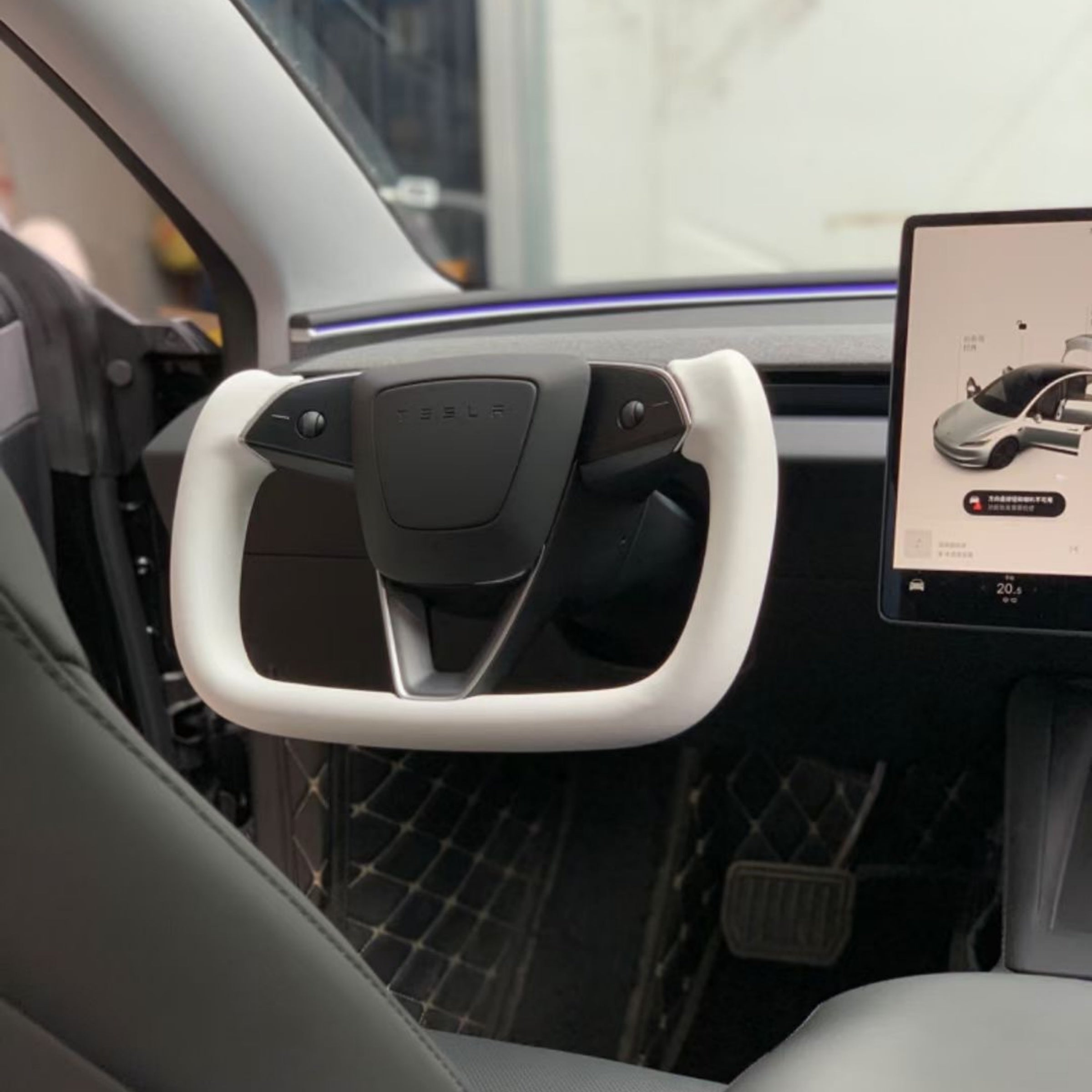CUTIM Yoke Plaid Steering Wheel for Model 3 Highland Model Y Juniper