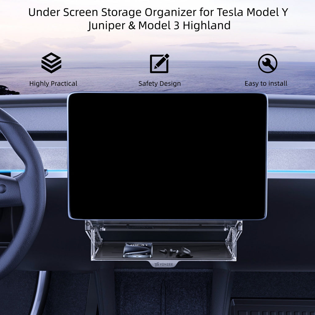 Under Screen Storage Organizer for Model Y Juniper & Model 3 Highland
