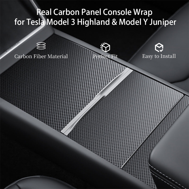 CUTIM Real Carbon Panel Console Wrap for Tesla Model 3 Highland & Model Y Juniper