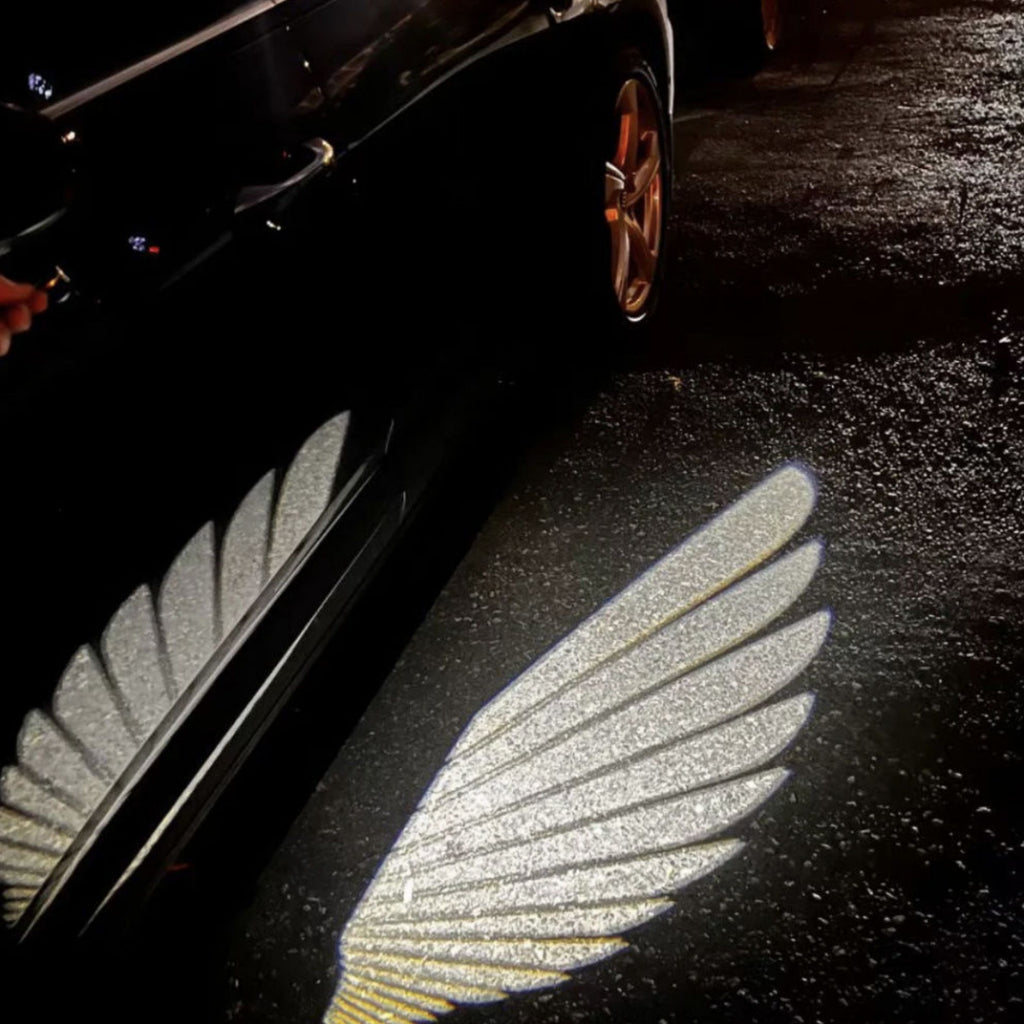 CUTIM Model 3 Highland & New Model Y Angel Wings Rearview Mirror Welcome Light