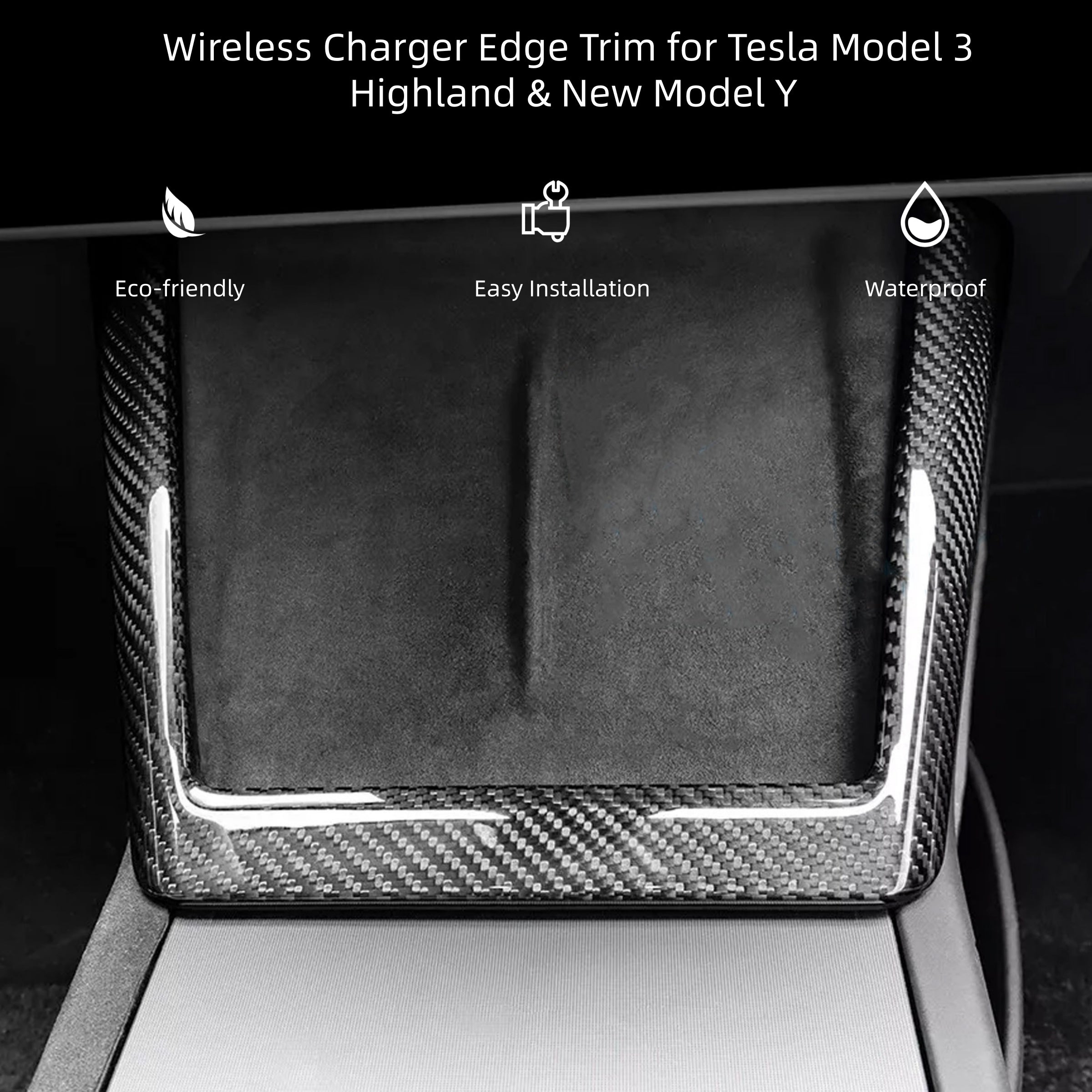 CUTIM Wireless Charger Edge Trim for Tesla Model 3 Highland & New Model Y