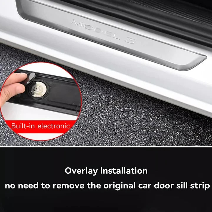 CUTIM LED Illuminated Door Sill Protector Front Door for Model 3 / Y