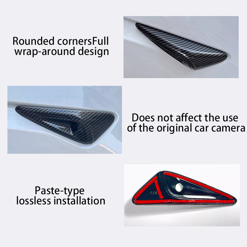 Full Side Camera Covers for Tesla Model 3 / Y – Real Carbon Fiber Exterior Mods