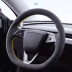 CUTIM Tumbled Fur Steering Wheel Cover for New Model Y / Model 3 Highland