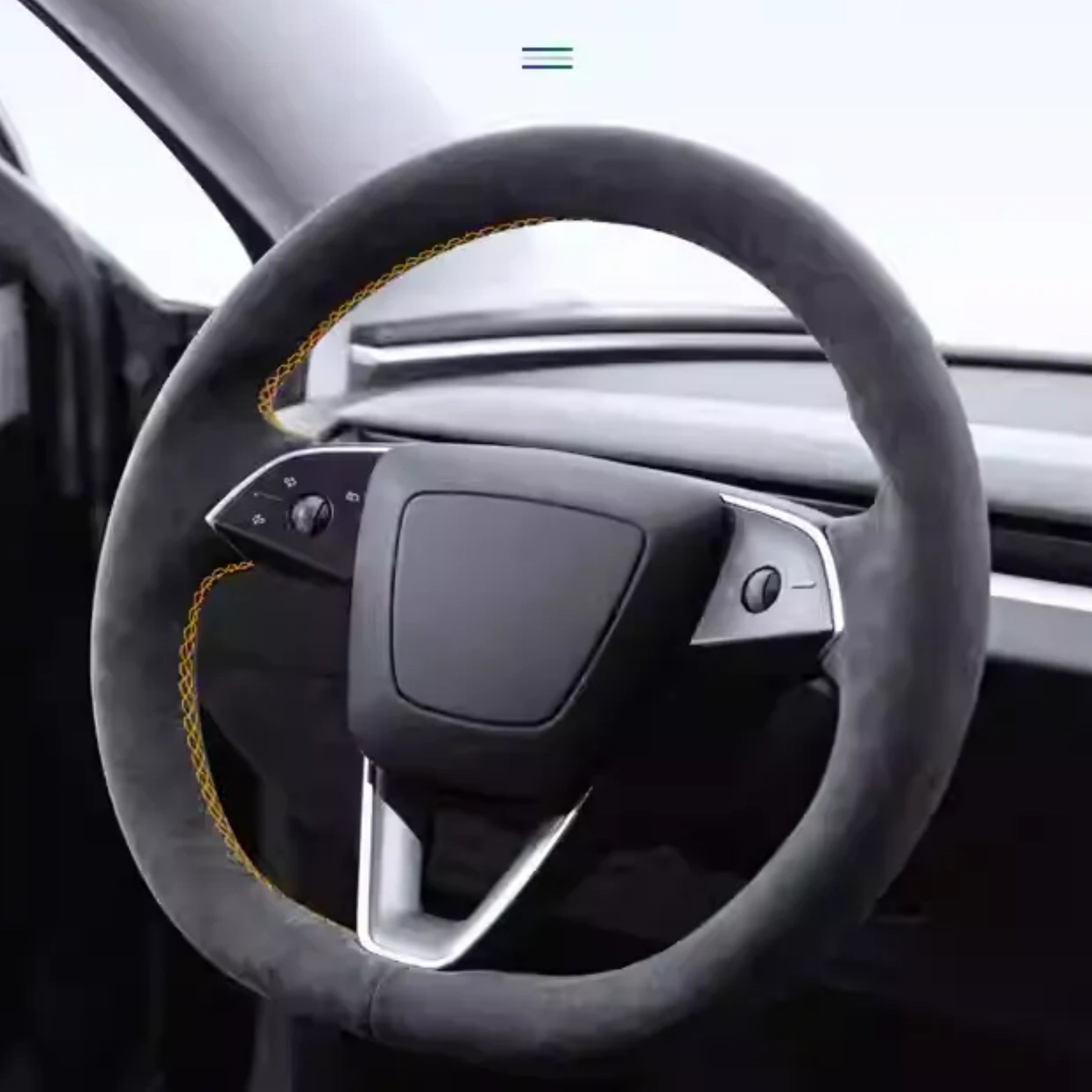 CUTIM Tumbled Fur Steering Wheel Cover for New Model Y / Model 3 Highland