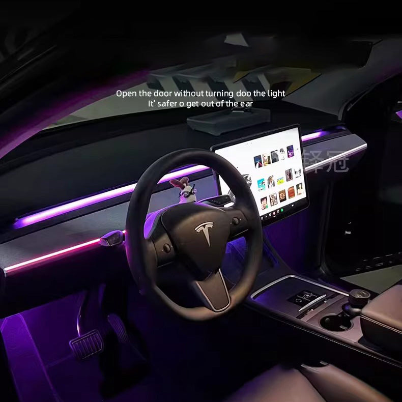 CUTIM Ultra-Sleek Tesla Model 3 & Y Ambient Lighting Kit: Dashboard & Center Console RGB Strip | CUTIM